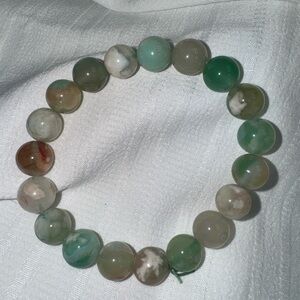 Green flower agate bracelet